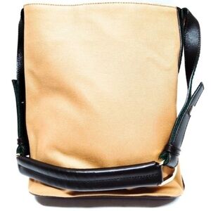 Gucci Sherry Line Shoulder Bag Beige Canvas Leather Bucket Purse